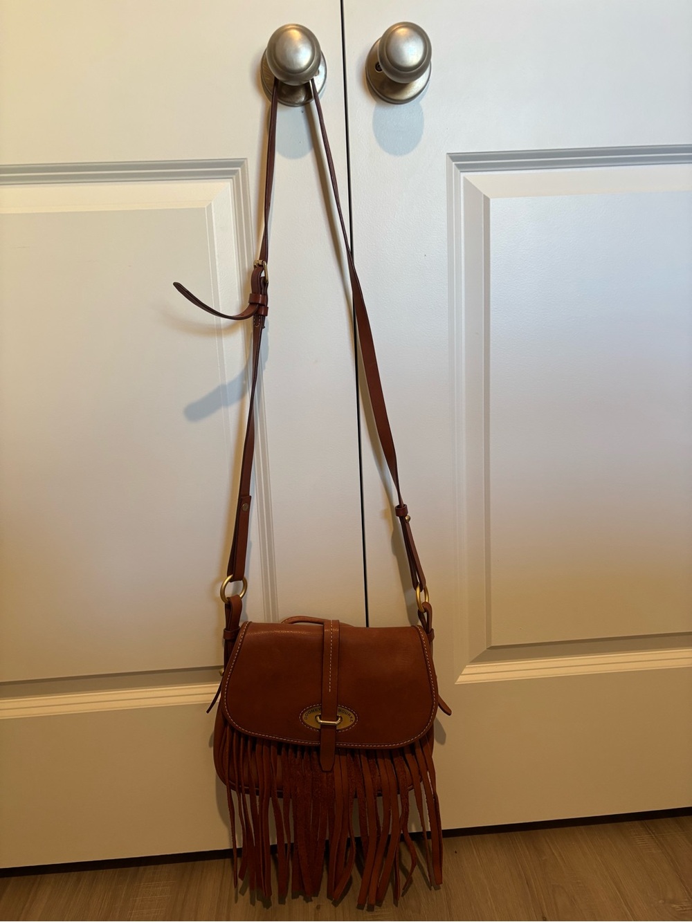 Brown Leather Fringe Crossbody Bag